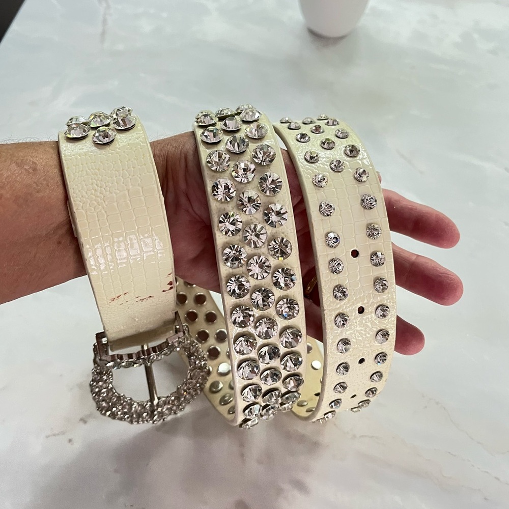 Cream Rhinestone Belt - Picture 4 of 9
